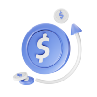 3d i soldi dollaro moneta su un isolato sfondo. attività commerciale e finanza icona idee. 3d interpretazione illustrazione. png