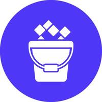 Ice Bucket Glyph Multi Circle Icon vector