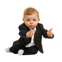 Baby Geschäftsmann zeigen auf isoliert transparent Hintergrund png
