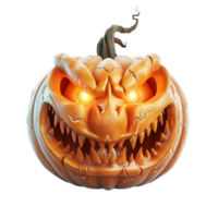 Realistic evil halloween pumpkin on isolated transparent background png