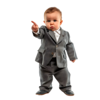 Baby businessman pointing on isolated transparent background png