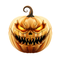 Realistic evil halloween pumpkin on isolated transparent background png
