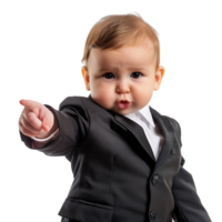 Baby Geschäftsmann zeigen auf isoliert transparent Hintergrund png