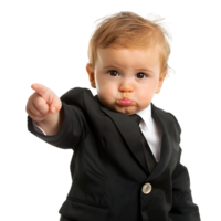 Baby businessman pointing on isolated transparent background png