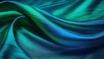 Silk blue green cloth background texture photo