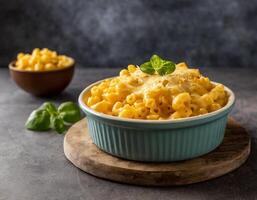 Mac and cheese with plain background photo