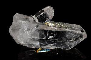 Macro mineral stone rhinestone, rock crystal on a black background photo