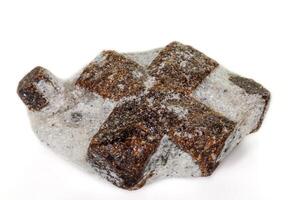 macro mineral stone Staurolite on a white background photo