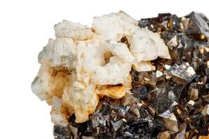 Macro mineral stone Arsenopyrite on a white background photo