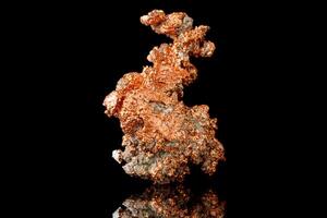 Macro mineral stone Copper on black background photo