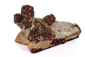 macro mineral stone Staurolite on a white background photo