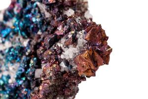 Macro mineral stone Chalcopyrite on a white background photo