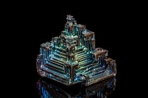 Macro of the stone bismuth mineral on a black background photo