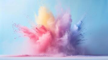 Multi-colored explosion of powder in pastel colors photo