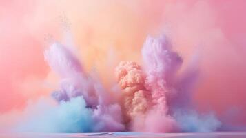 Multi-colored explosion of powder in pastel colors photo