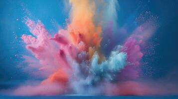 Multi-colored explosion of powder in pastel colors photo