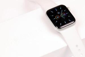 KYIV, UKRAINE - 4 MAY, 2023 Apple Watch series five 5 on white background photo
