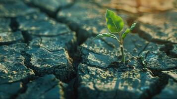 Planting in dry cracked mud for survival. photo