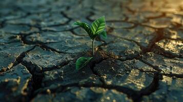 Planting in dry cracked mud for survival. photo