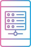 móvil base de datos línea degradado icono diseño vector