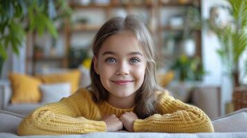 Young girl laying on top of a neatly made bed photo