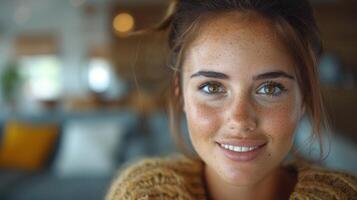 A person wearing a sweater in a close-up shot photo