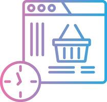 compras hora línea degradado icono diseño vector