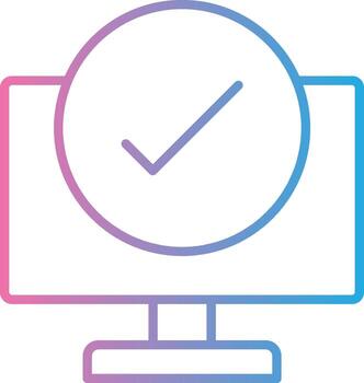 computadora cheque línea degradado icono diseño vector