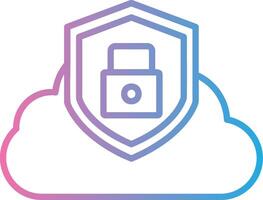 nube seguridad línea degradado icono diseño vector