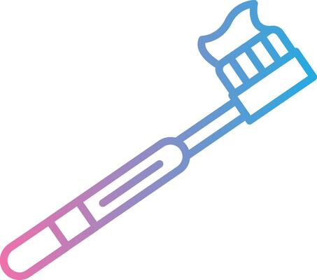 Toothbrush Line Gradient Icon Design