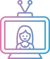 televisión línea degradado icono diseño vector