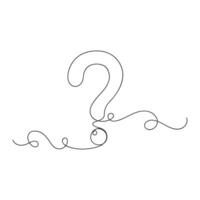 Question mark continuous one line drawing isolated illustration. vector