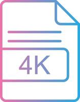 4K File Format Line Gradient Icon Design vector