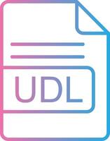 udl archivo formato línea degradado icono diseño vector