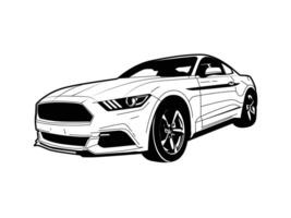 Sports car art illustration in black and white style isolated on background vector