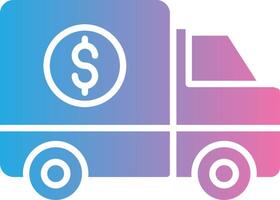 dinero transporte glifo degradado icono diseño vector