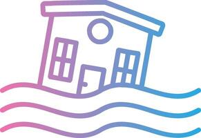 Flooded House Line Gradient Icon Design vector