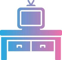 televisión mesa glifo degradado icono diseño vector
