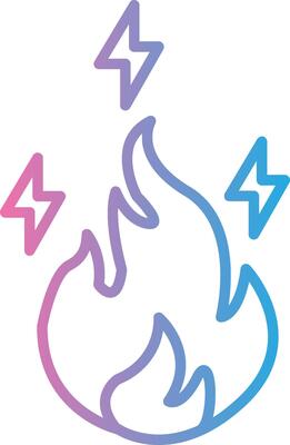 Electric Fire Line Gradient Icon Design