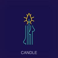 Creative candle sign logo. Uniquely designed color transitions. Natural candle and flame logo template vector