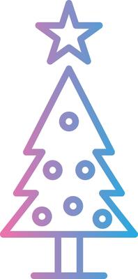 Christmas Tree Line Gradient Icon Design