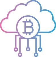 nube bitcoin línea degradado icono diseño vector