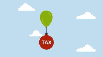 impôt fardeau, animation de le vert ballon avec le dollar ne peux pas monter car de le haute impôt fardeau. video