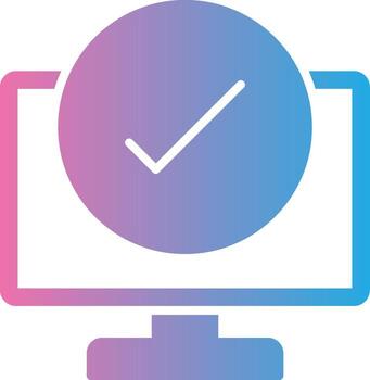 computadora cheque glifo degradado icono diseño vector