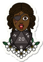 human rogue with natural twenty dice roll sticker png