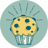 icon of tattoo style chocolate muffin png