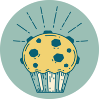 ícone de muffin de chocolate estilo tatuagem png