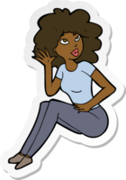 sticker of a cartoon woman listening png