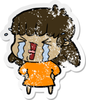 pegatina angustiada de una mujer de dibujos animados llorando png