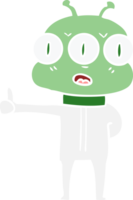 flat color style cartoon three eyed alien png